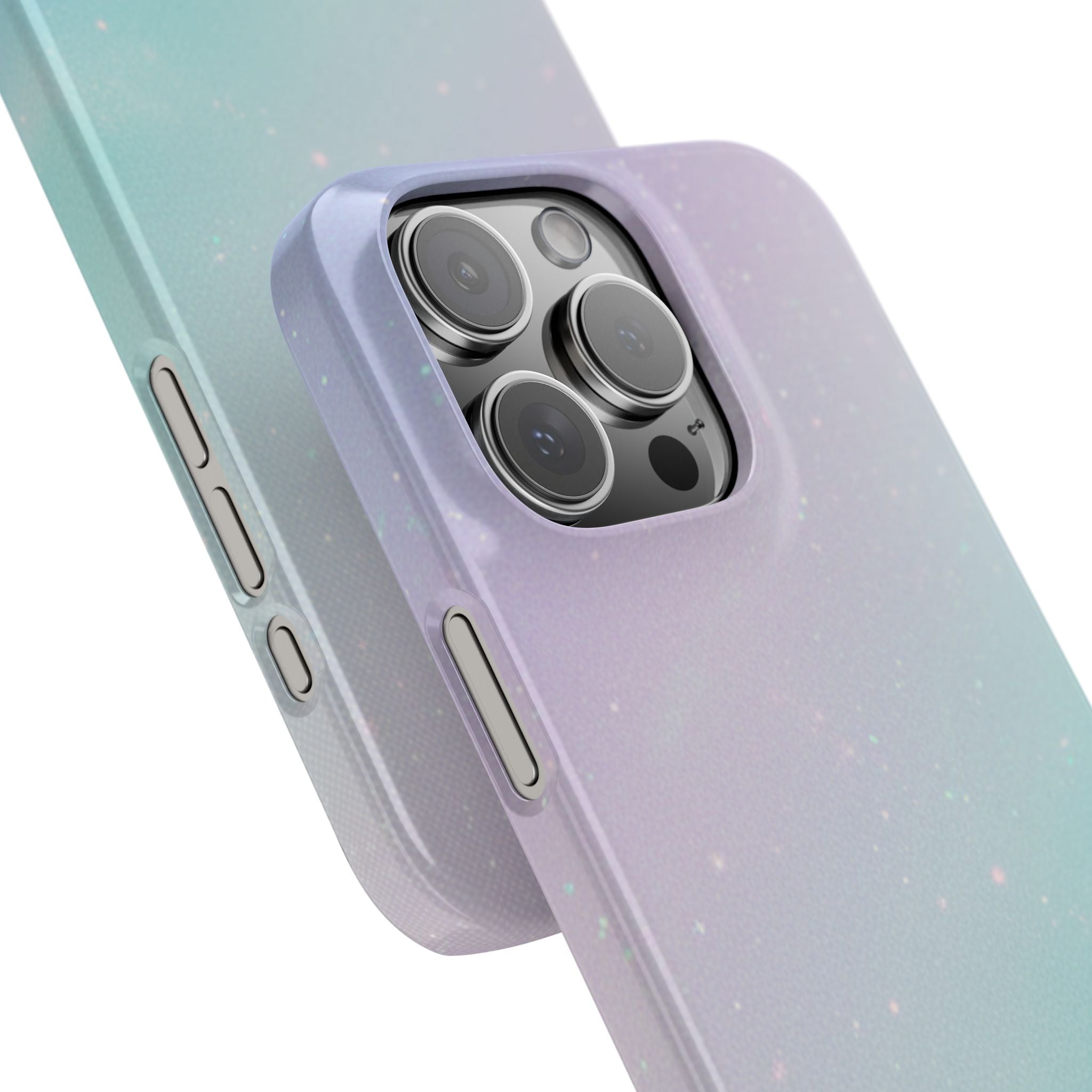 Opalescent Cosmic Slim Phone Case — Shimmering Moon Dust Purple & Blue Gradient