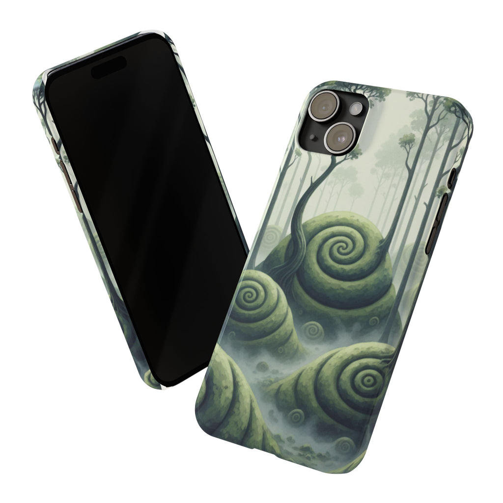 Mystical Forest Slim Phone Case — Dreamy Studio Ghibli‑Style Foggy Hills
