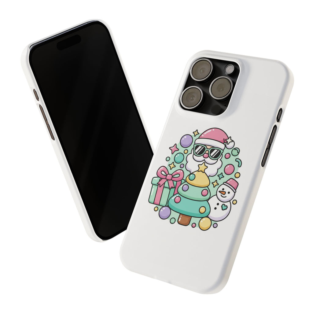 Y2K-Inspired Christmas Phone Case — Playful Bubble Icons & Stars