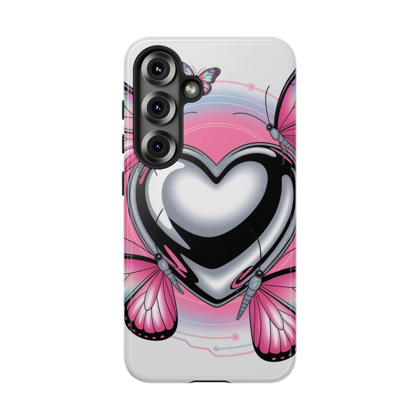 Phone Case - Y2K Aesthetic Chrome Hearts and Butterflies, Cybercore 2000s Vibe
