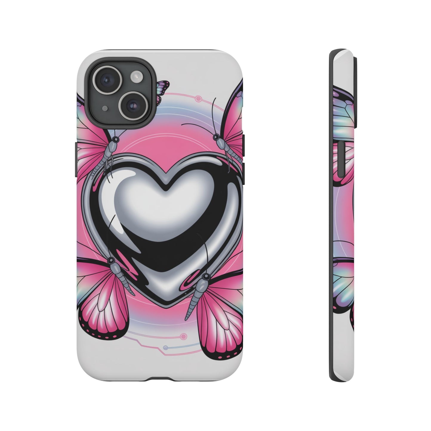 Phone Case - Y2K Aesthetic Chrome Hearts and Butterflies, Cybercore 2000s Vibe