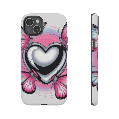 Phone Case - Y2K Aesthetic Chrome Hearts and Butterflies, Cybercore 2000s Vibe