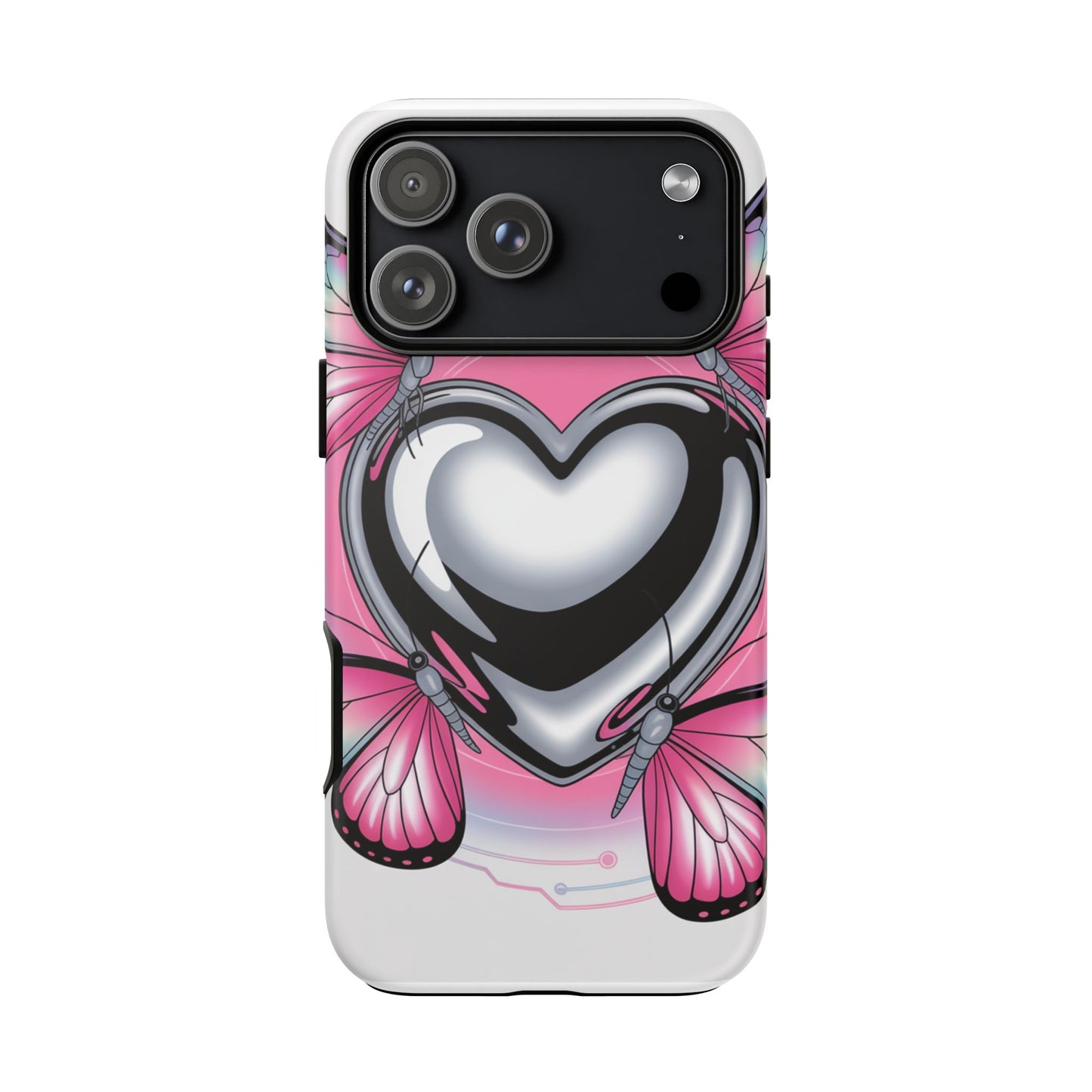 Phone Case - Y2K Aesthetic Chrome Hearts and Butterflies, Cybercore 2000s Vibe