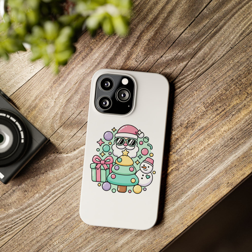 Y2K-Inspired Christmas Phone Case — Playful Bubble Icons & Stars