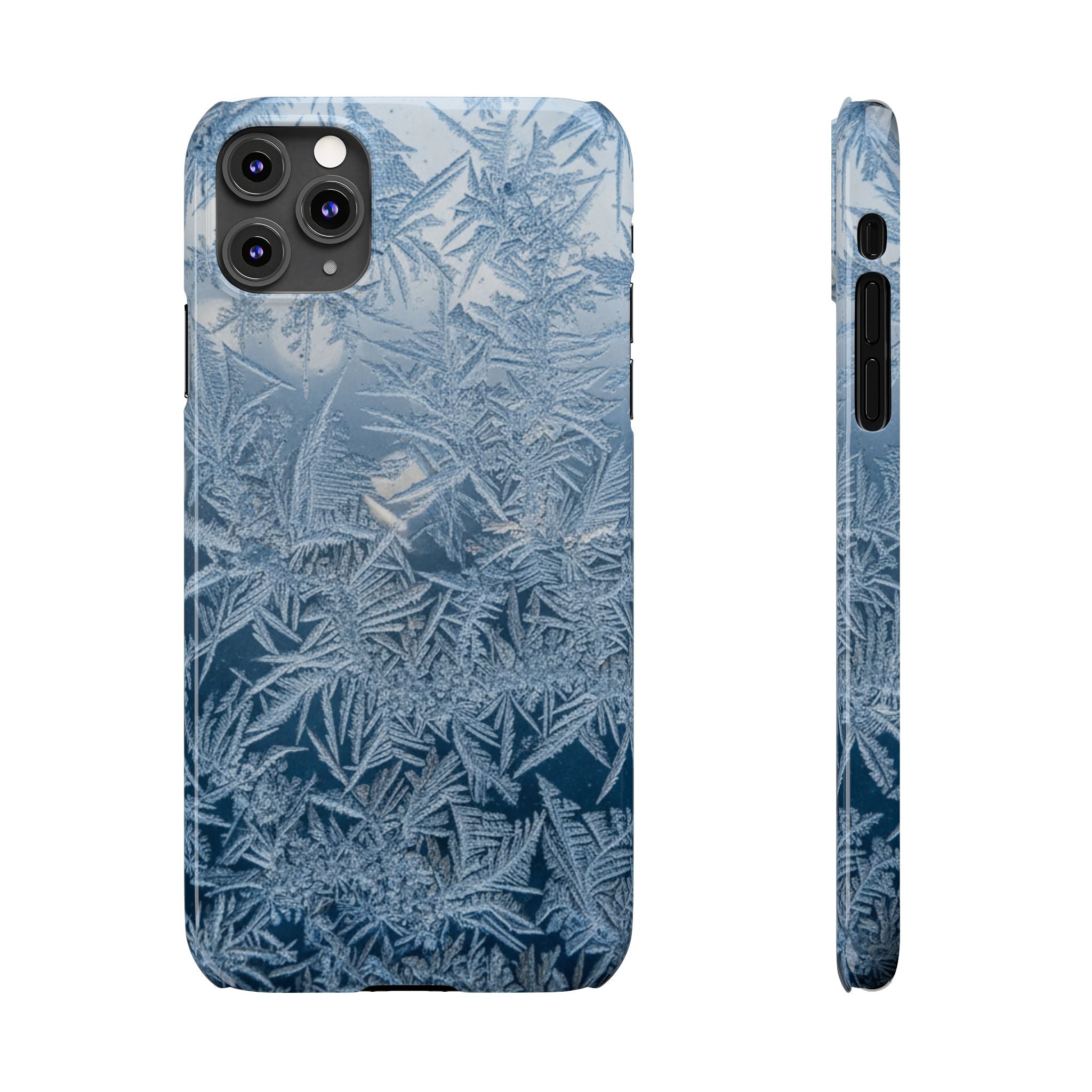 Frosted Window Macro Slim Phone Case — Blue Silver Ice Crystal Texture