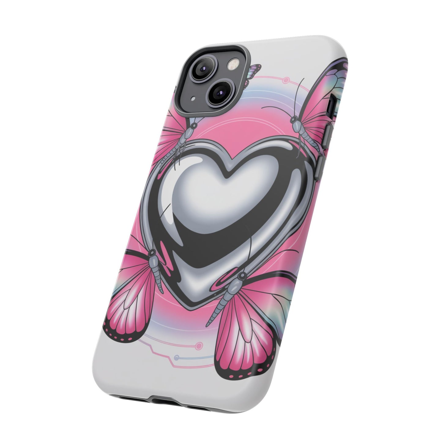 Phone Case - Y2K Aesthetic Chrome Hearts and Butterflies, Cybercore 2000s Vibe