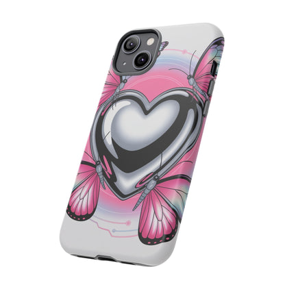 Phone Case - Y2K Aesthetic Chrome Hearts and Butterflies, Cybercore 2000s Vibe