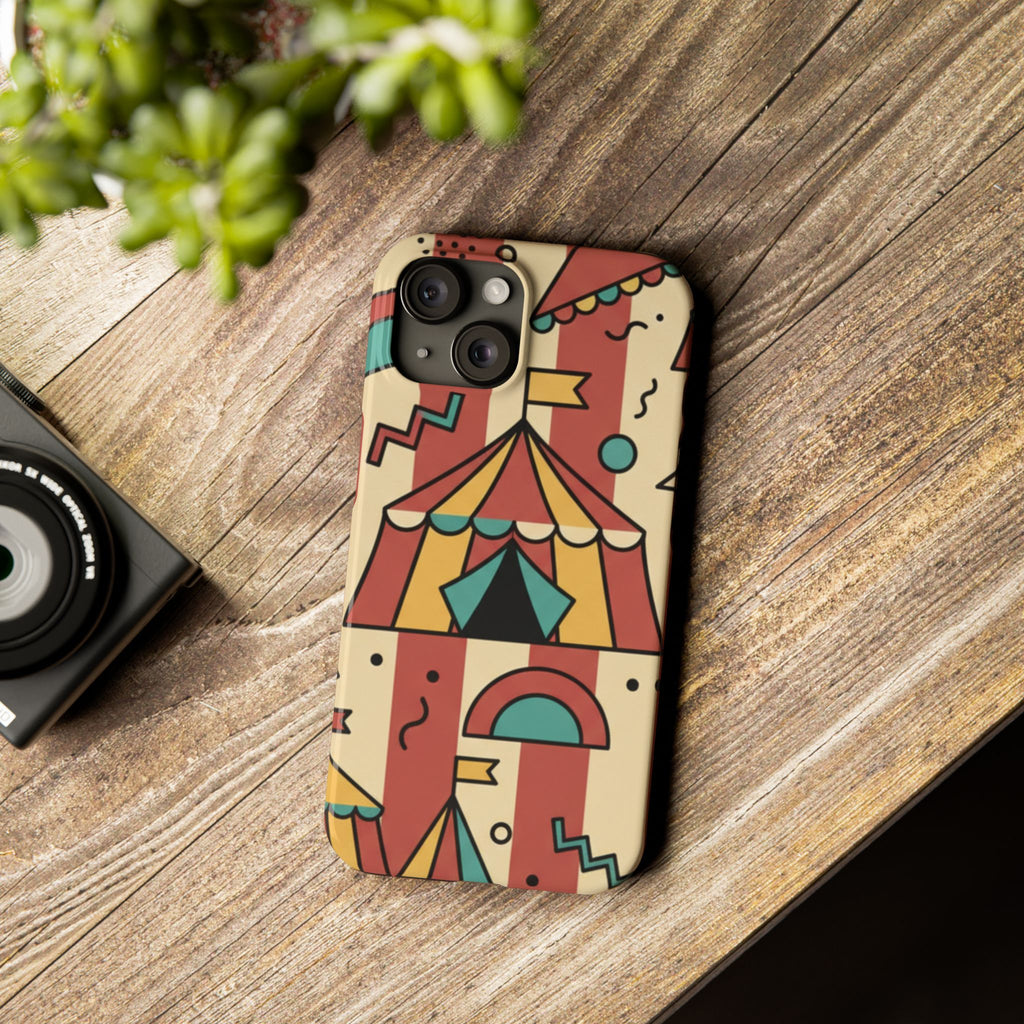 Retro Circus Stripe Slim Phone Case — Vintage 70s Memphis Geometric Design