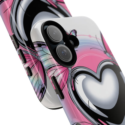 Phone Case - Y2K Aesthetic Chrome Hearts and Butterflies, Cybercore 2000s Vibe