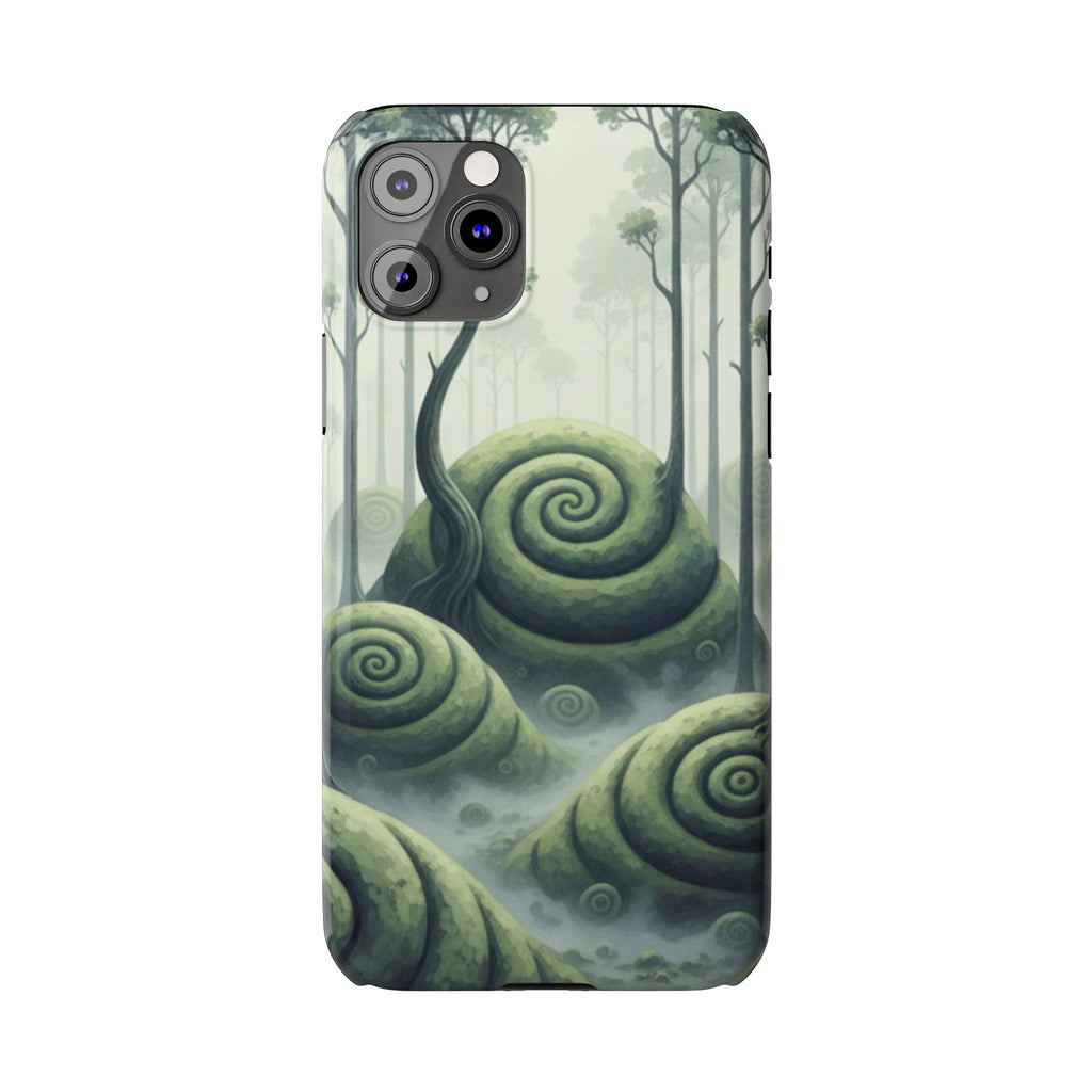 Mystical Forest Slim Phone Case — Dreamy Studio Ghibli‑Style Foggy Hills