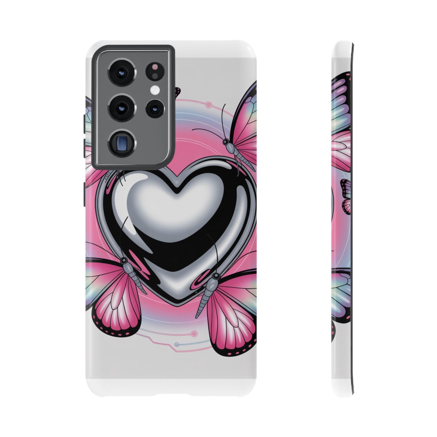 Phone Case - Y2K Aesthetic Chrome Hearts and Butterflies, Cybercore 2000s Vibe