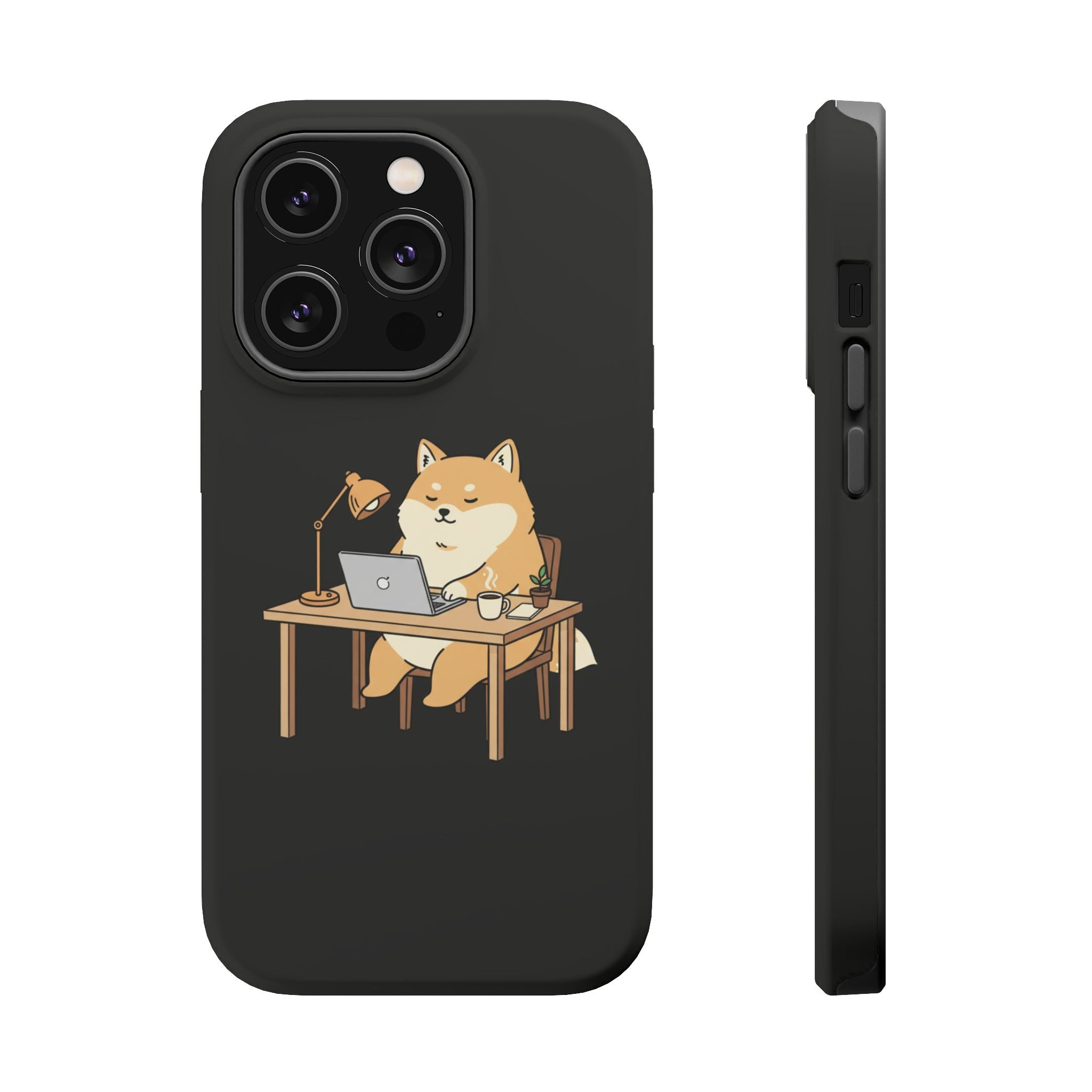 Magnetic Impact-Resistant Phone Case — Cozy Desk Animal Illustration