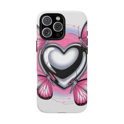 Phone Case - Y2K Aesthetic Chrome Hearts and Butterflies, Cybercore 2000s Vibe