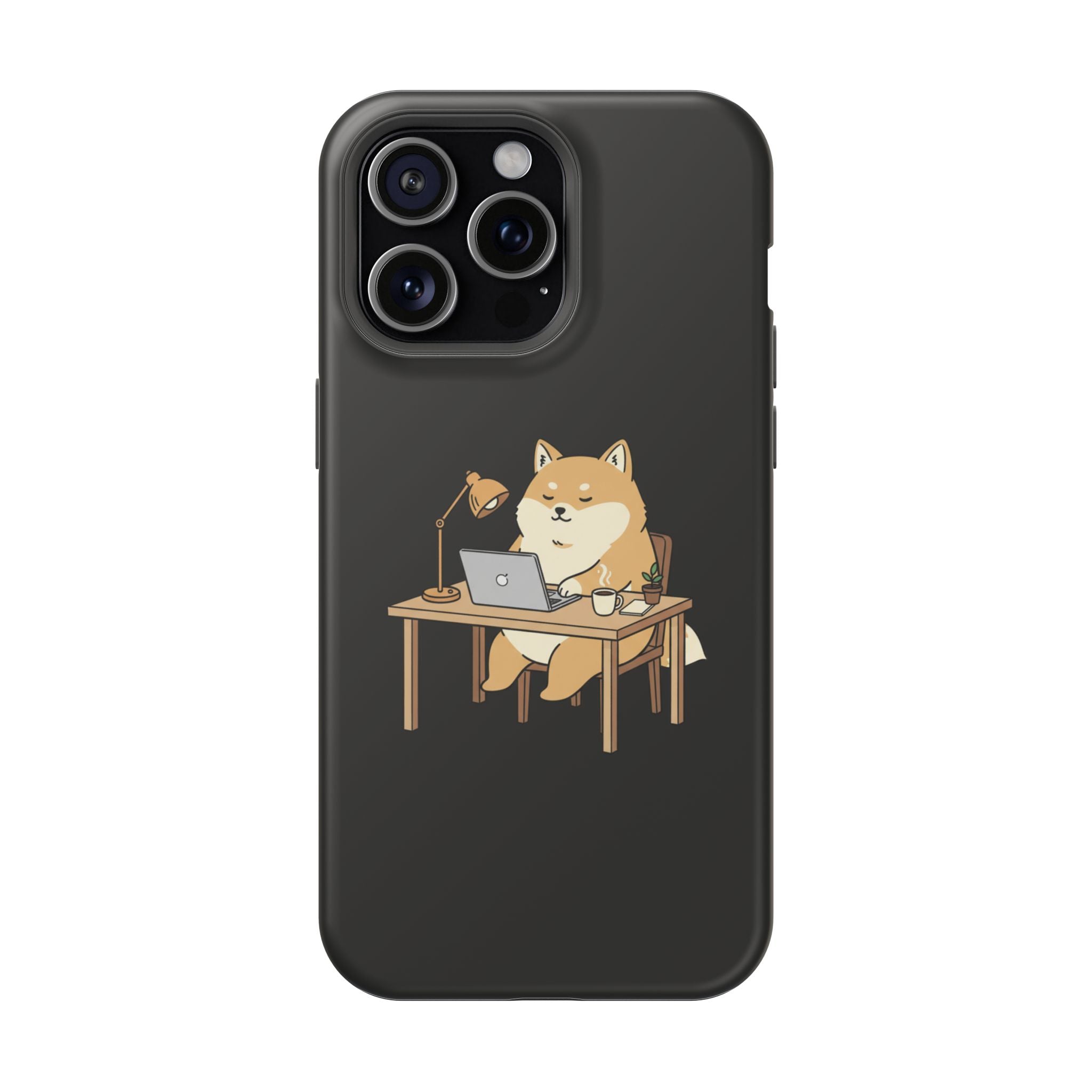 Magnetic Impact-Resistant Phone Case — Cozy Desk Animal Illustration