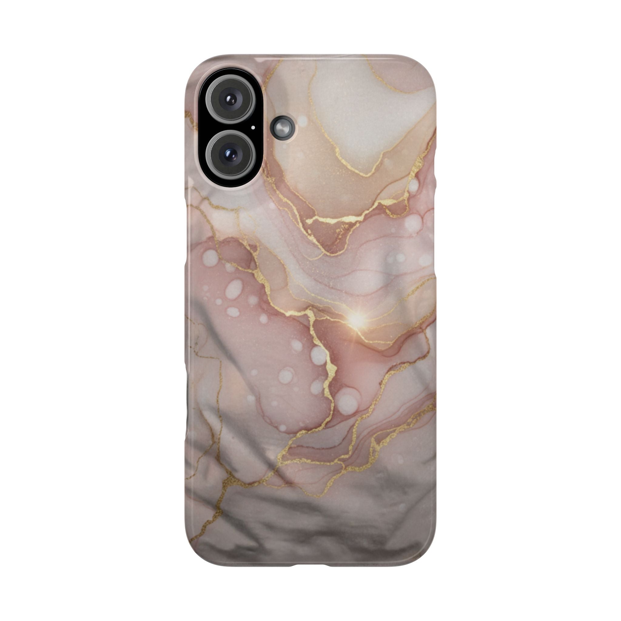 Marble Luxe Slim Phone Case — Pink & Gold Abstract Design