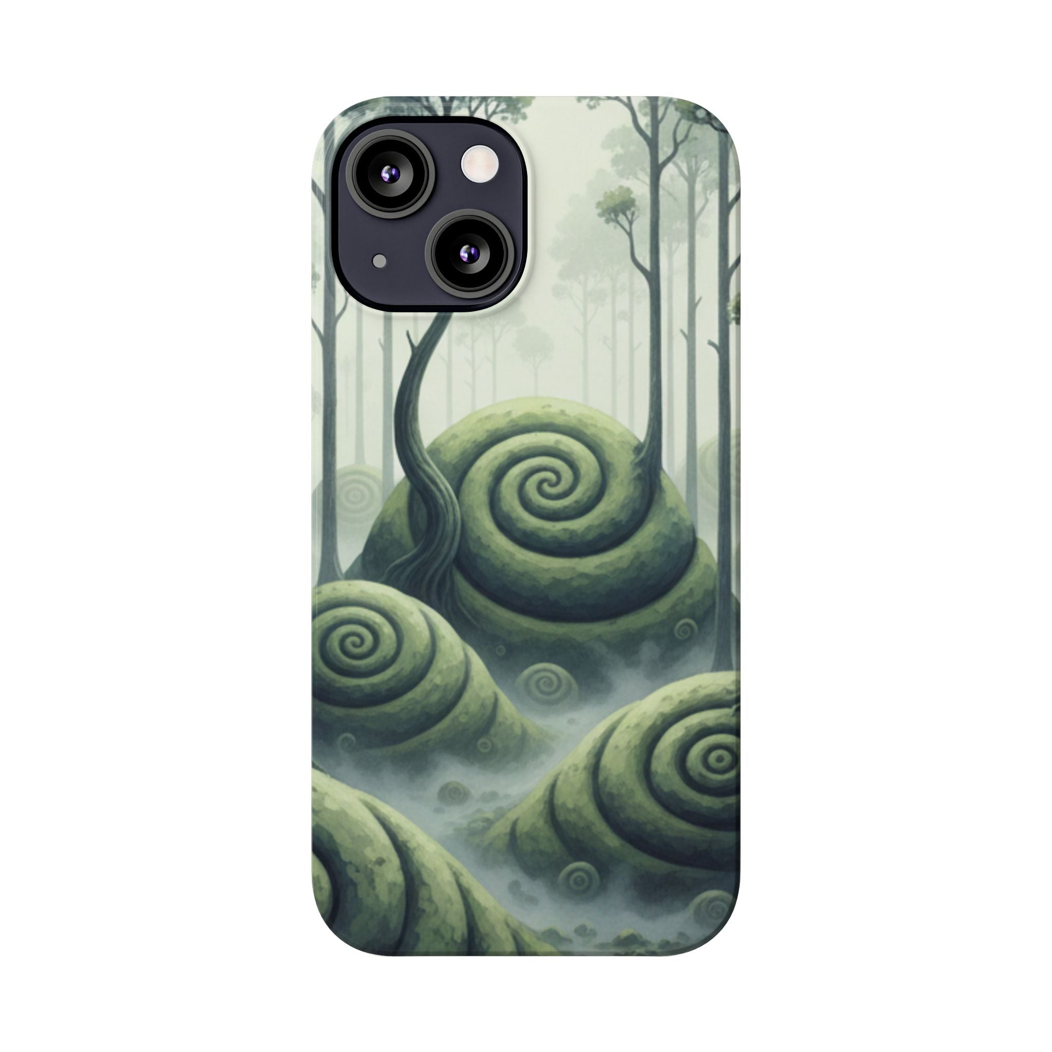 Mystical Forest Slim Phone Case — Dreamy Studio Ghibli‑Style Foggy Hills