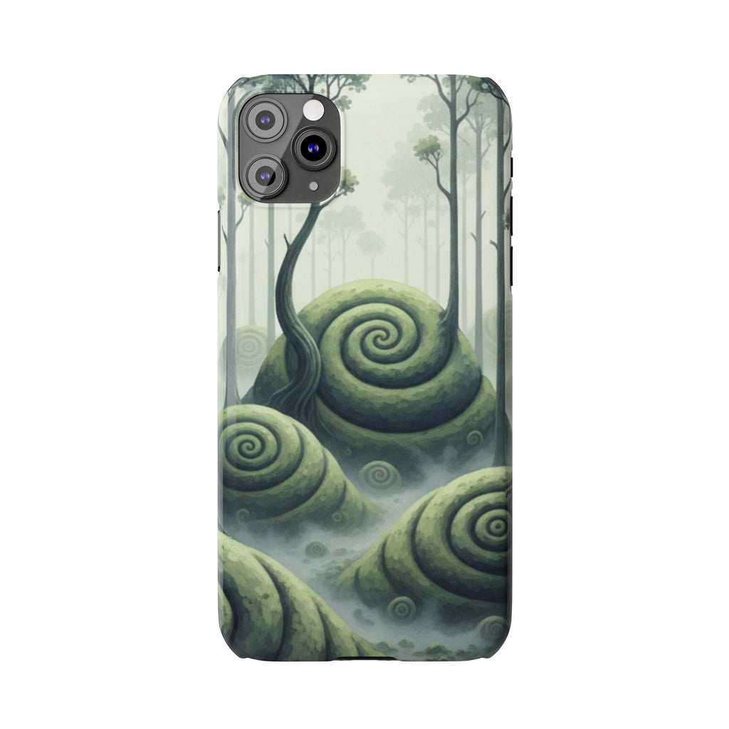 Mystical Forest Slim Phone Case — Dreamy Studio Ghibli‑Style Foggy Hills
