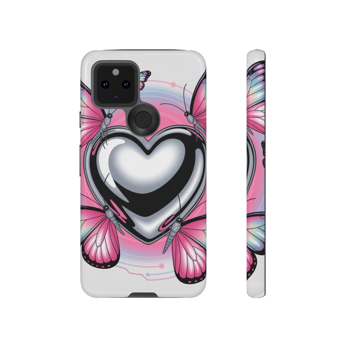Phone Case - Y2K Aesthetic Chrome Hearts and Butterflies, Cybercore 2000s Vibe