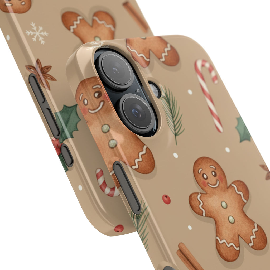 Cozy Watercolor Gingerbread & Candy Cane Slim Phone Case — Festive Christmas Pattern