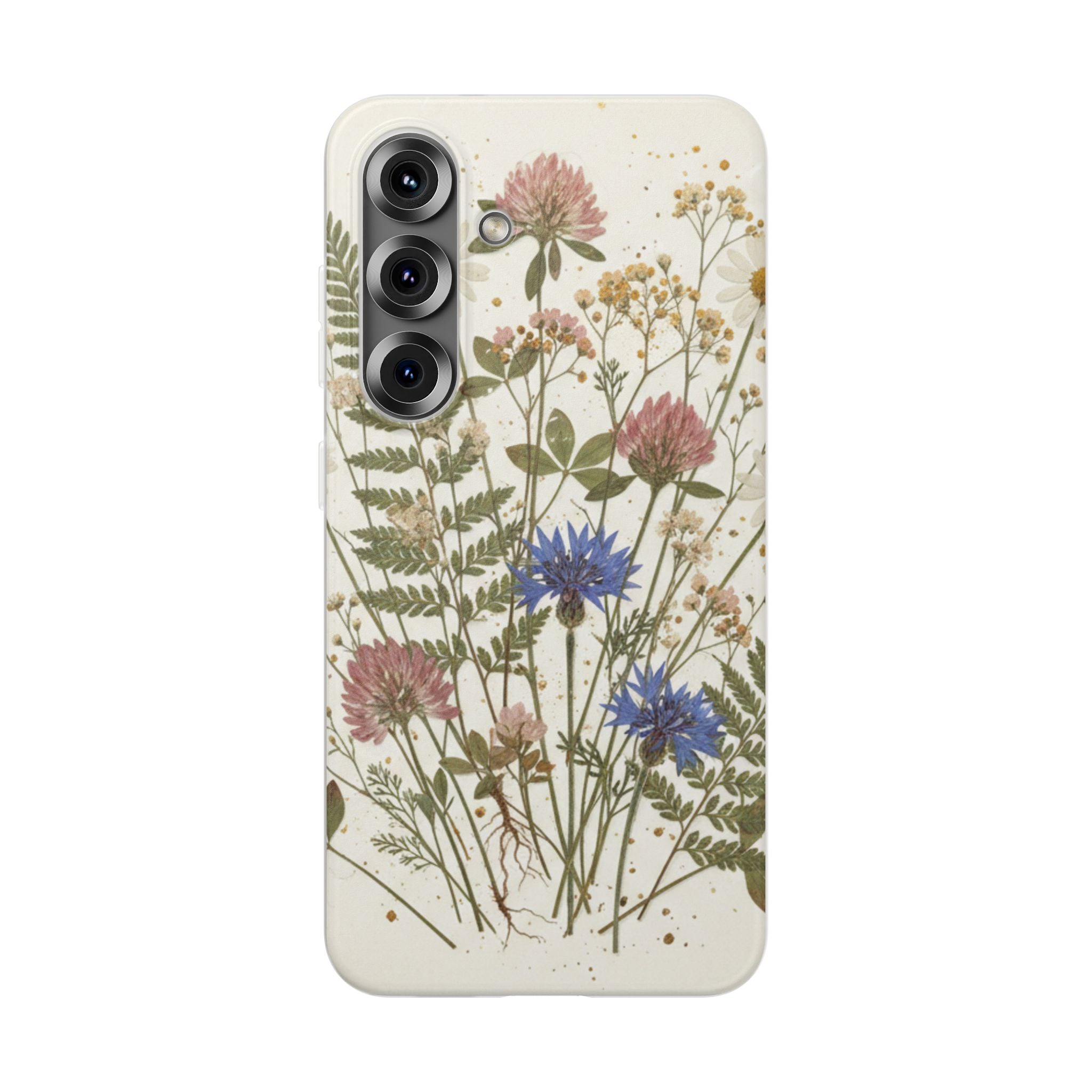 Pressed Wildflower Resin Phone Case — Cottagecore Botanical Design