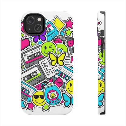 1990s 2000s Sticker Collage Tough Phone Case | Retro Tamagotchi Pixel Art Nostalgia