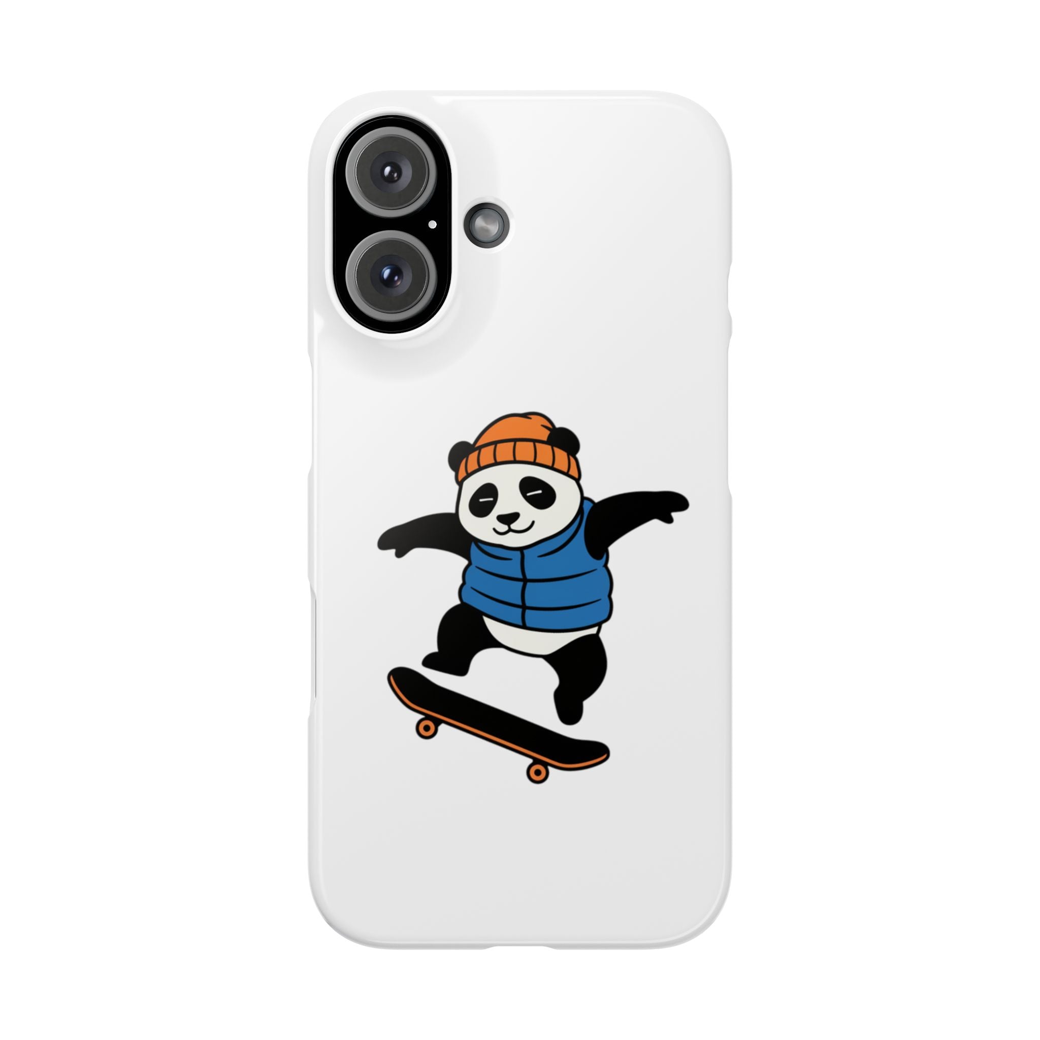Streetwise Panda: Minimalist Skater Kickflip Graphic Case | Urban Streetwear Cartoon Collection