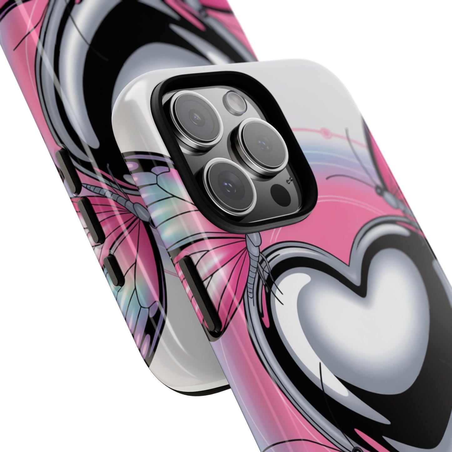 Phone Case - Y2K Aesthetic Chrome Hearts and Butterflies, Cybercore 2000s Vibe