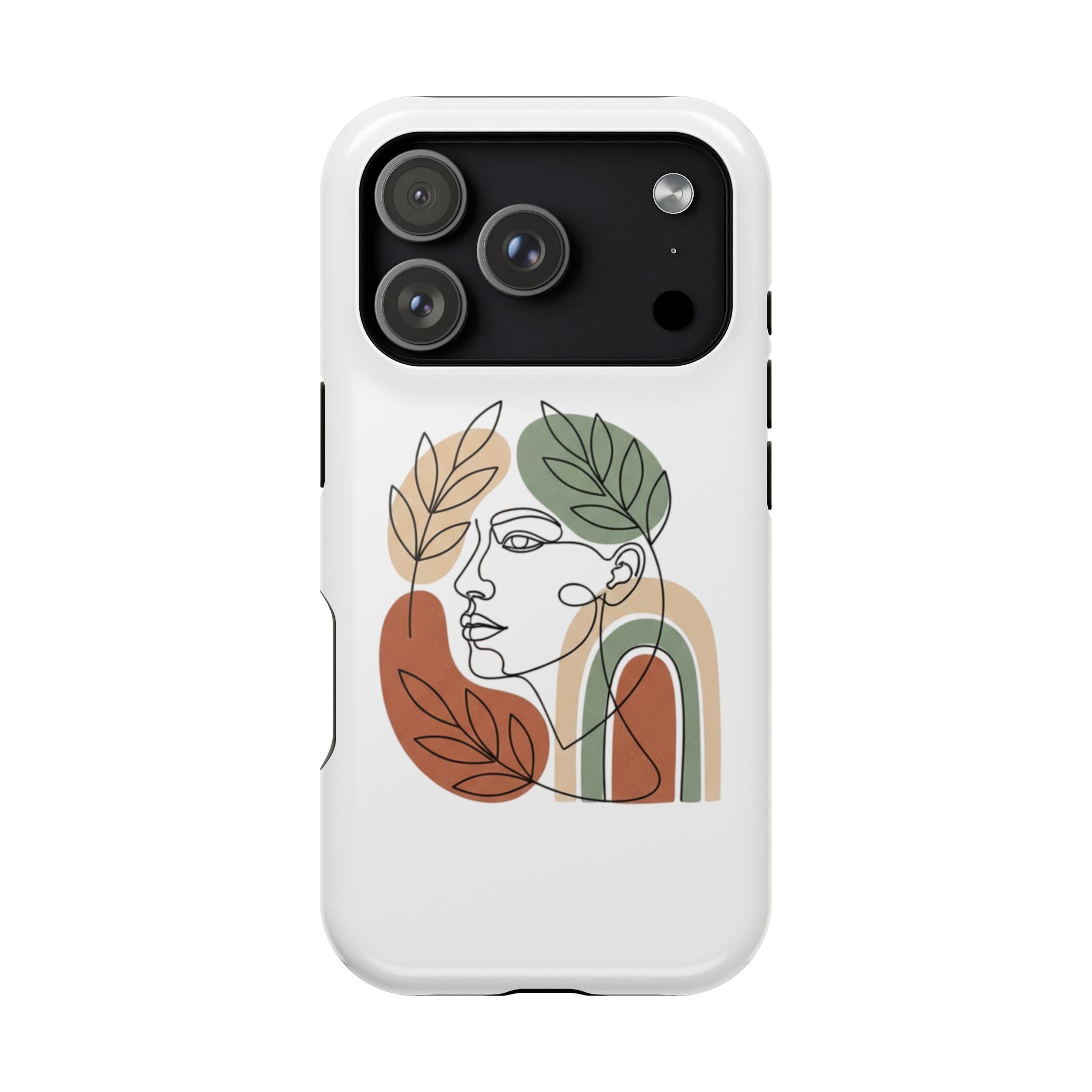 Boho Line-Face Phone Case — Terracotta Sage Minimalist Matte