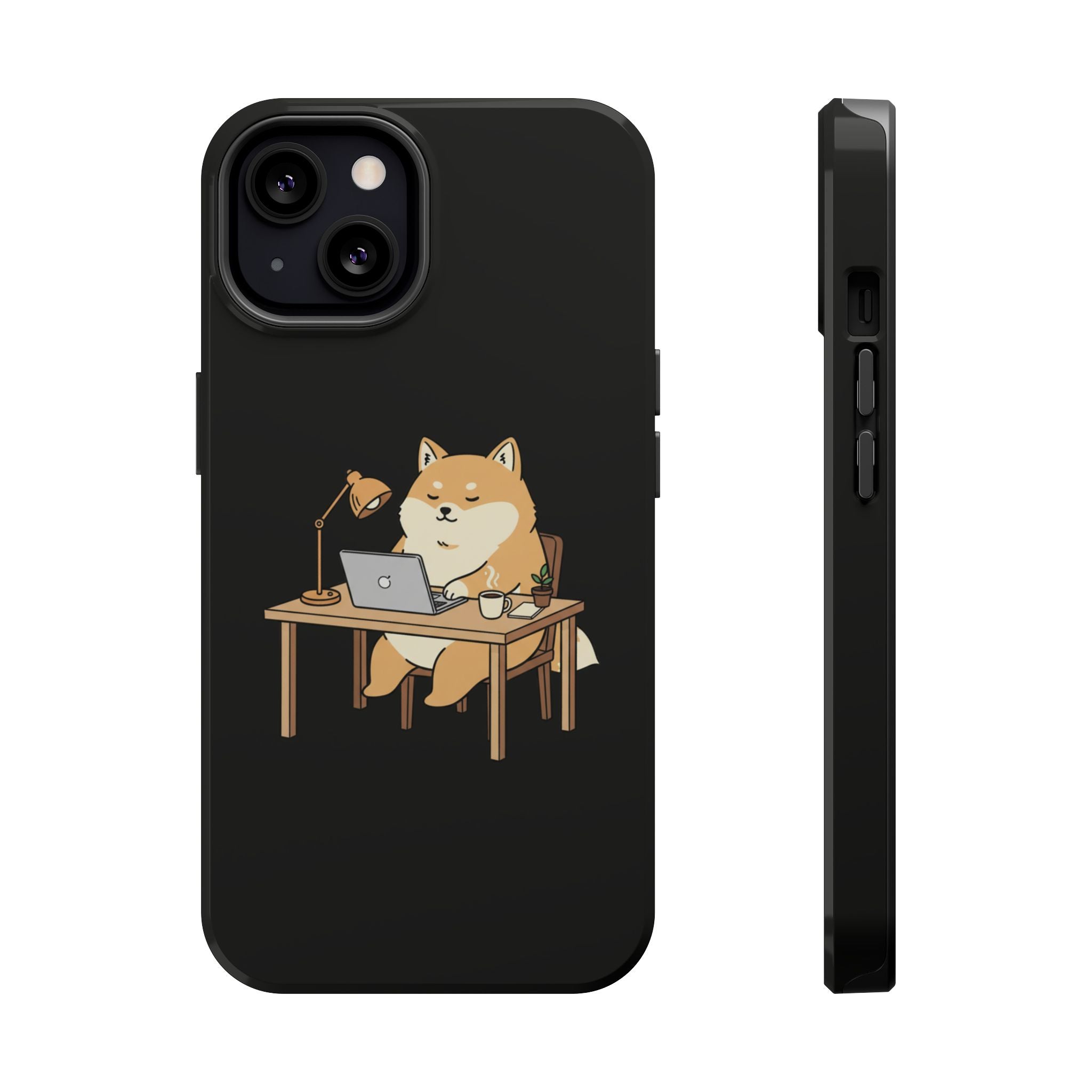 Magnetic Impact-Resistant Phone Case — Cozy Desk Animal Illustration