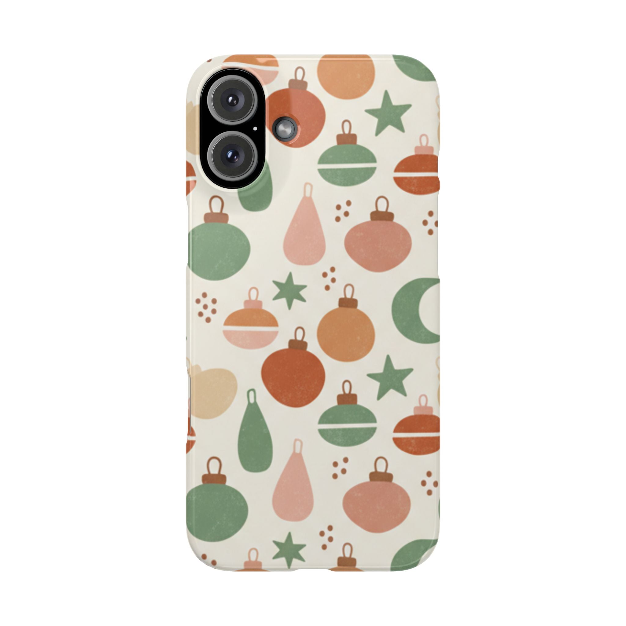Holiday Ornament Pattern Slim Phone Case — Retro Christmas Baubles Design