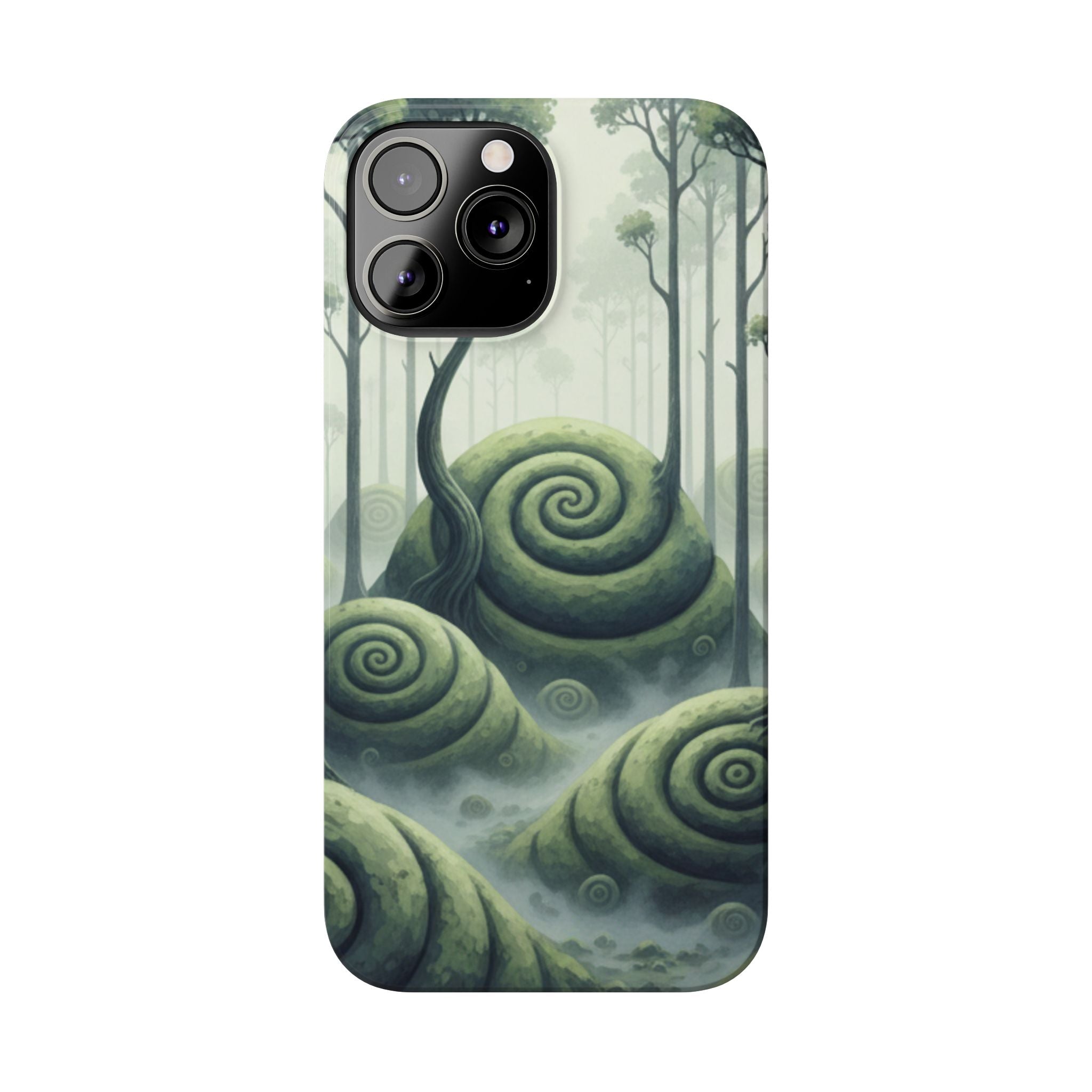 Mystical Forest Slim Phone Case — Dreamy Studio Ghibli‑Style Foggy Hills