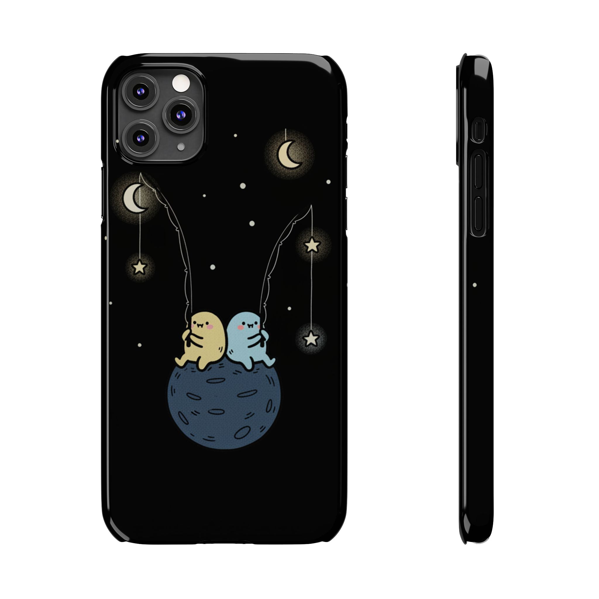 Moonlight Anglers: Whimsical Star Fishing Phone Case | Celestial Doodle Art Aesthetic