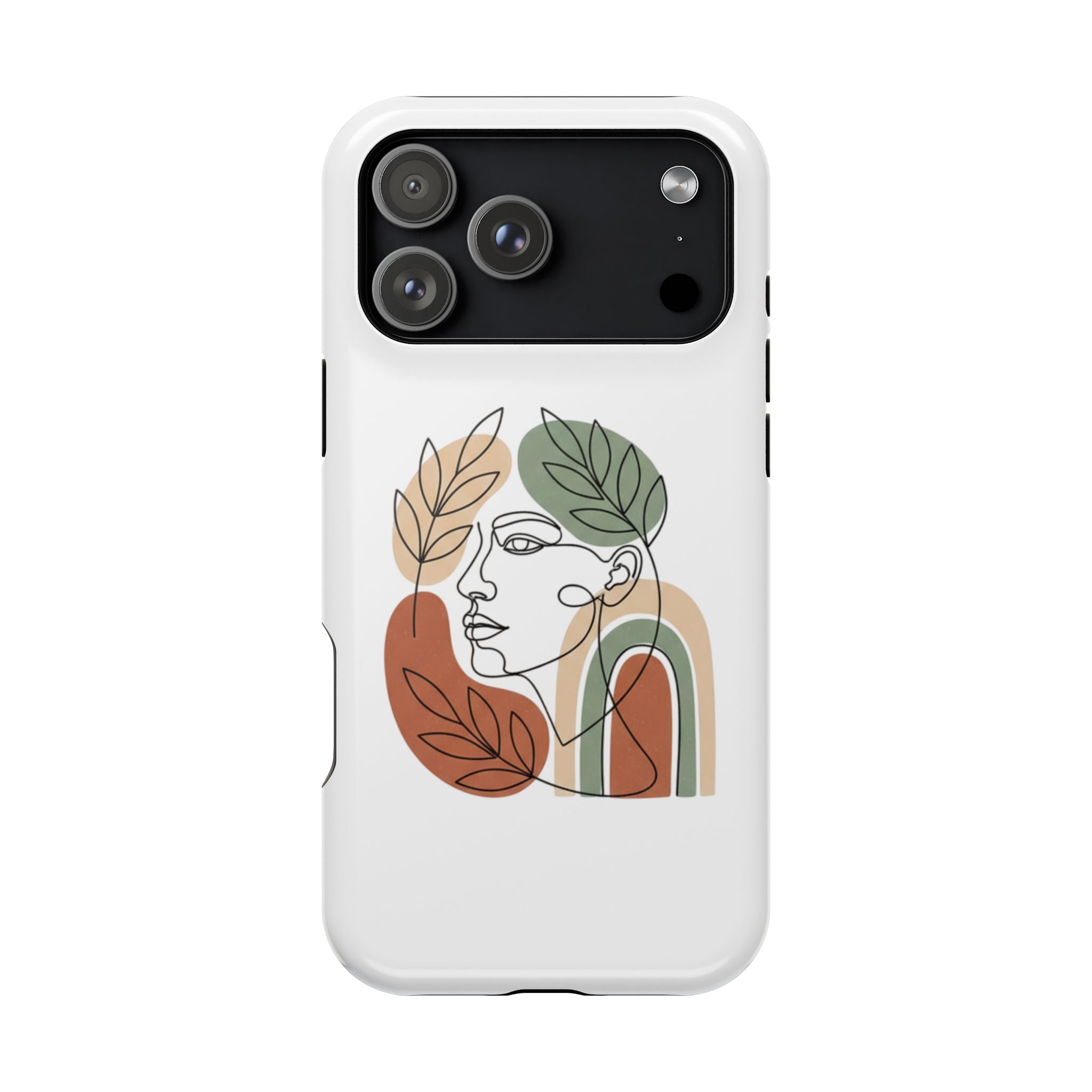 Boho Line-Face Phone Case — Terracotta Sage Minimalist Matte