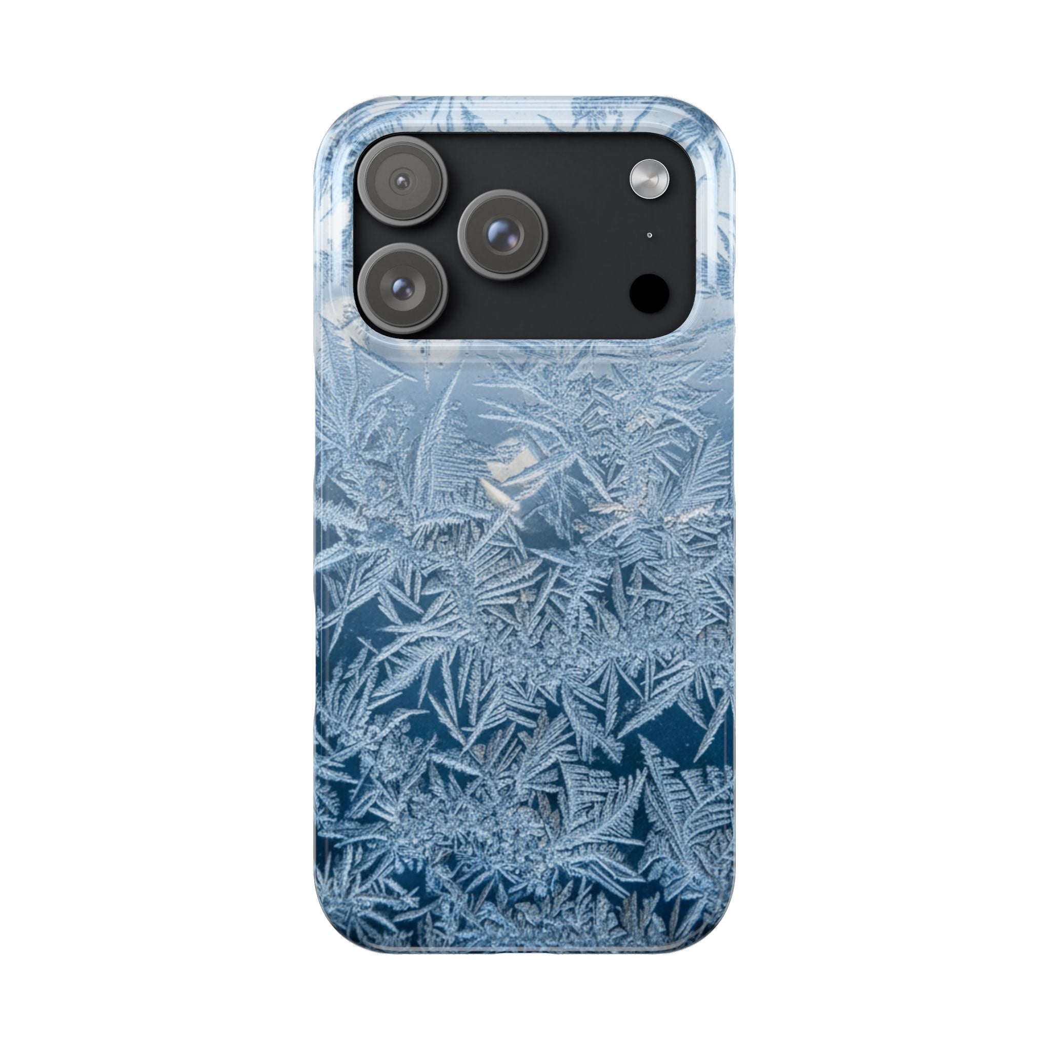 Frosted Window Macro Slim Phone Case — Blue Silver Ice Crystal Texture