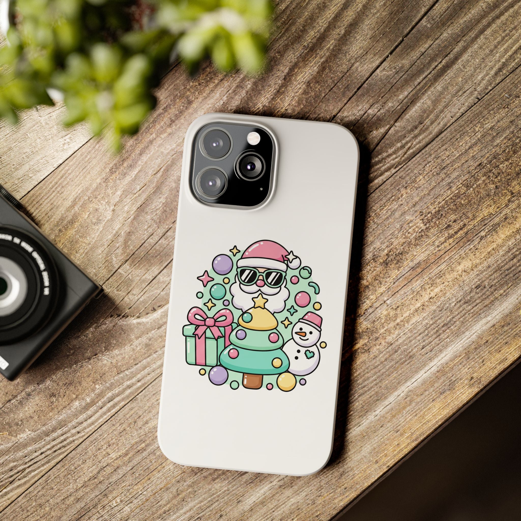 Y2K-Inspired Christmas Phone Case — Playful Bubble Icons & Stars