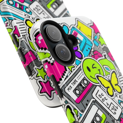 1990s 2000s Sticker Collage Tough Phone Case | Retro Tamagotchi Pixel Art Nostalgia