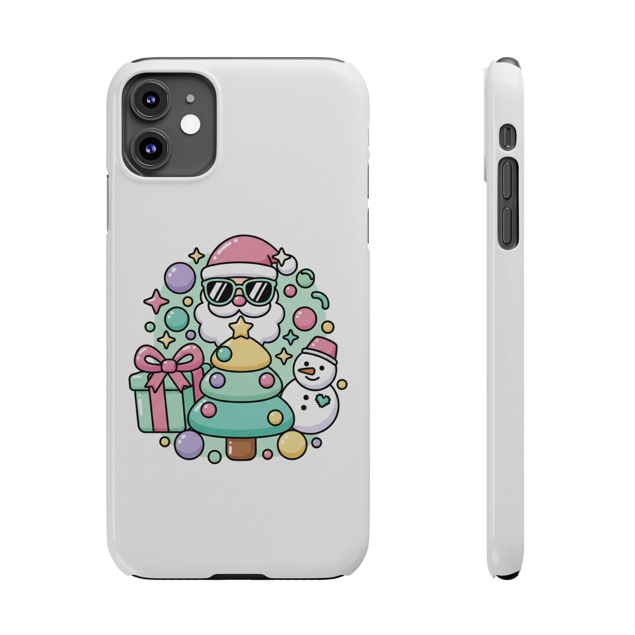 Y2K-Inspired Christmas Phone Case — Playful Bubble Icons & Stars