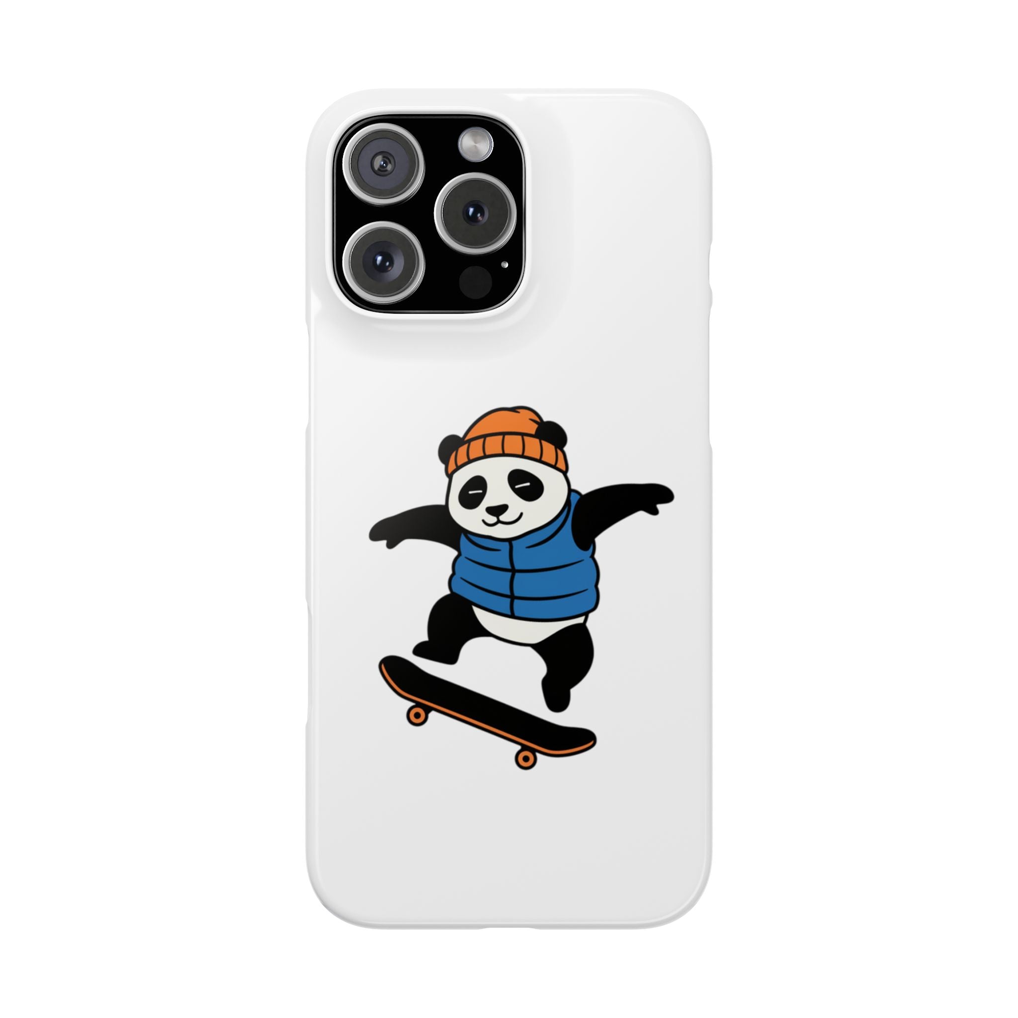 Streetwise Panda: Minimalist Skater Kickflip Graphic Case | Urban Streetwear Cartoon Collection