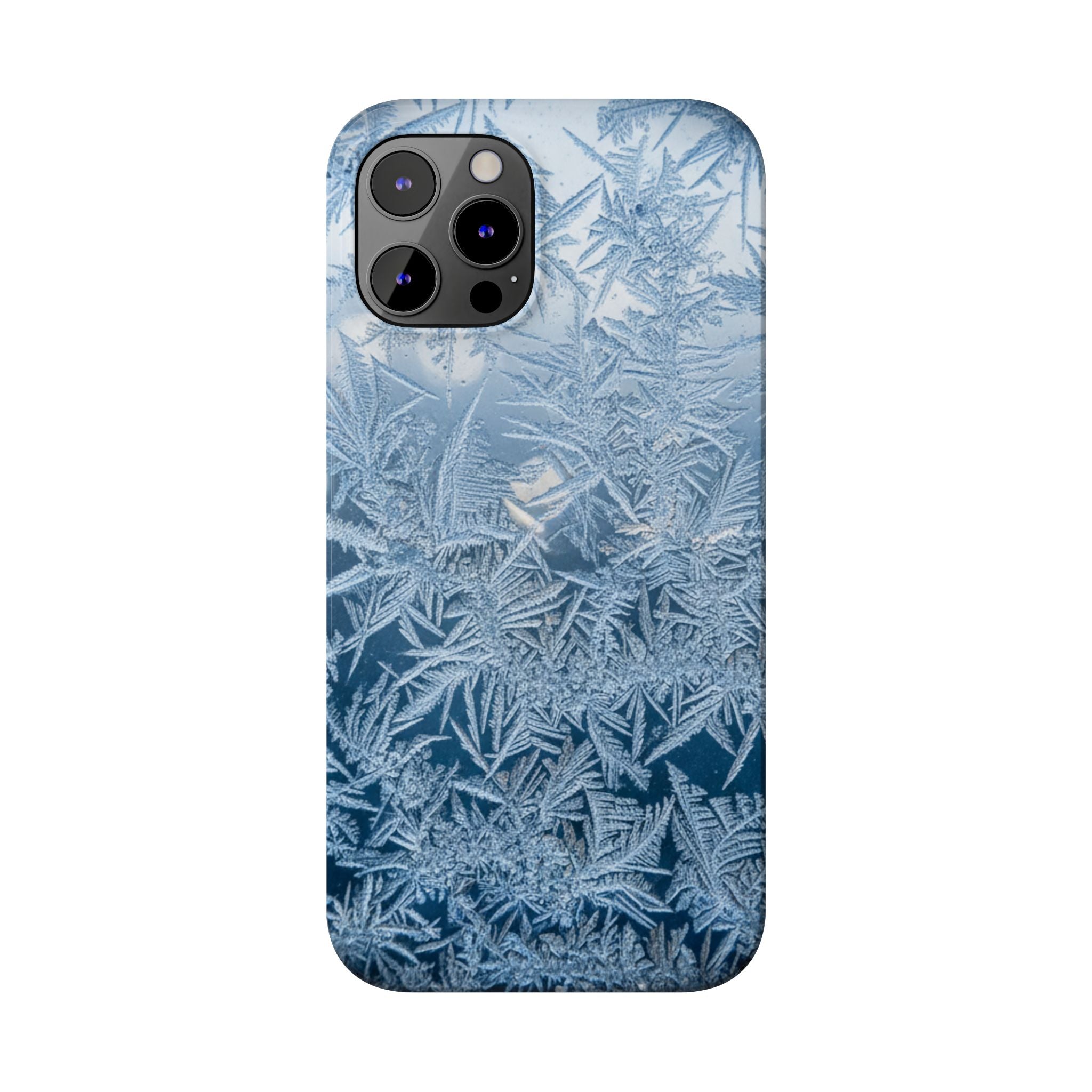 Frosted Window Macro Slim Phone Case — Blue Silver Ice Crystal Texture