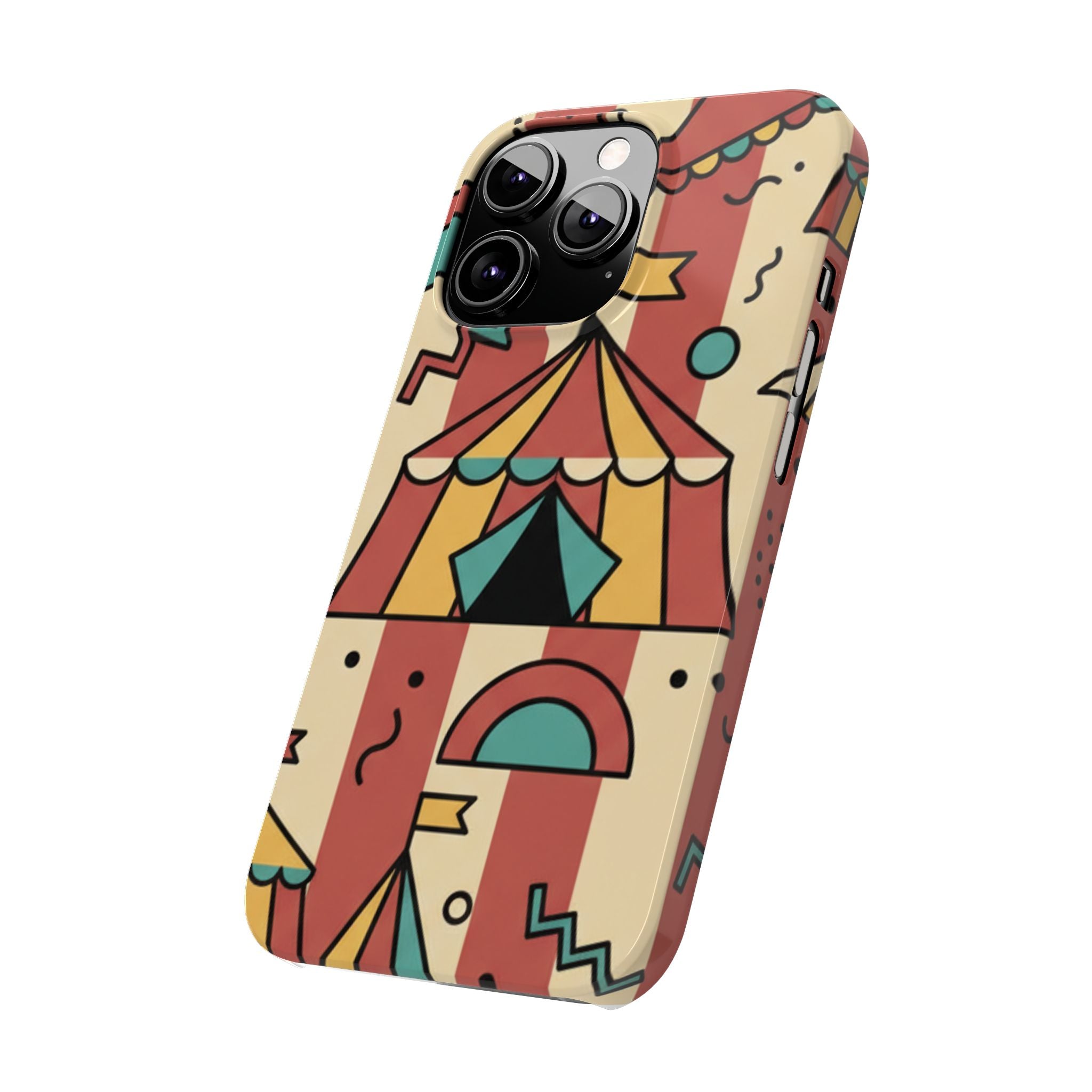Retro Circus Stripe Slim Phone Case — Vintage 70s Memphis Geometric Design