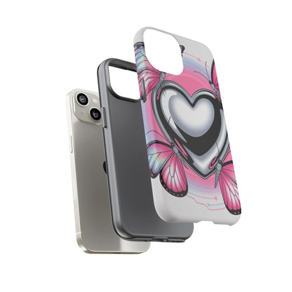 Phone Case - Y2K Aesthetic Chrome Hearts and Butterflies, Cybercore 2000s Vibe