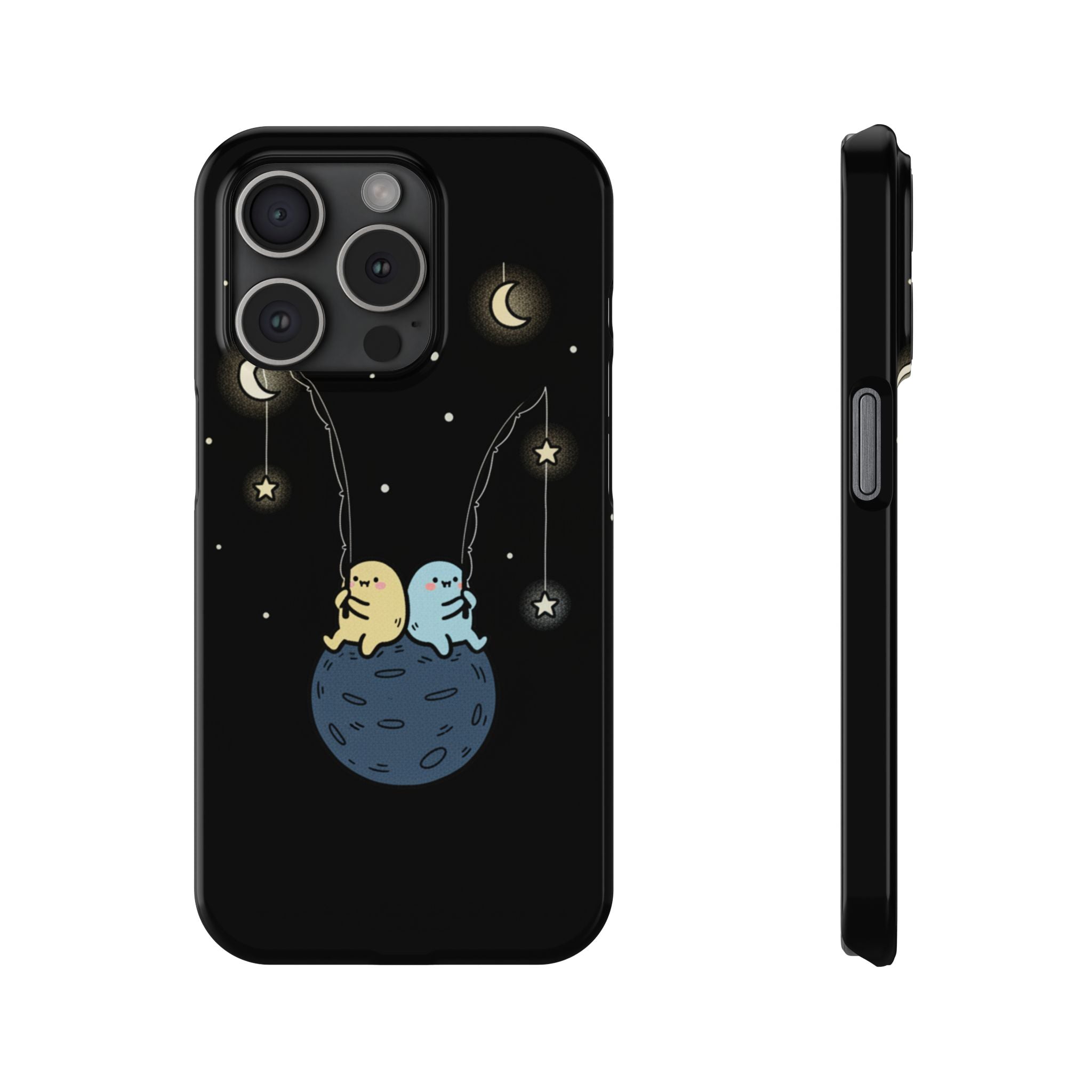 Moonlight Anglers: Whimsical Star Fishing Phone Case | Celestial Doodle Art Aesthetic