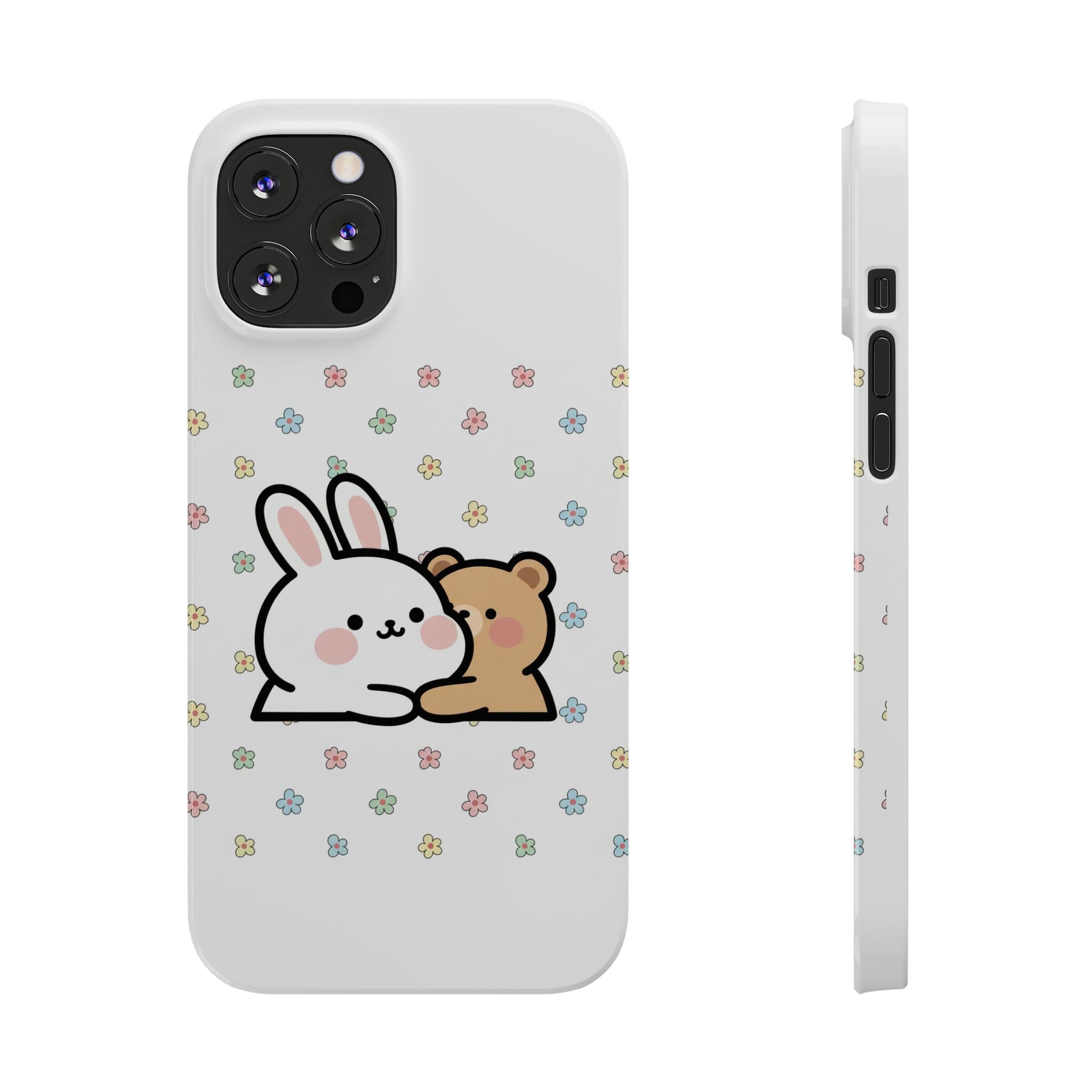 Bunny & Bear Besties: Kawaii Minimalist Doodle Phone Case | Soft Aesthetic Japanese Art Tech Accessory