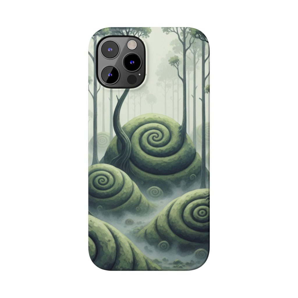 Mystical Forest Slim Phone Case — Dreamy Studio Ghibli‑Style Foggy Hills