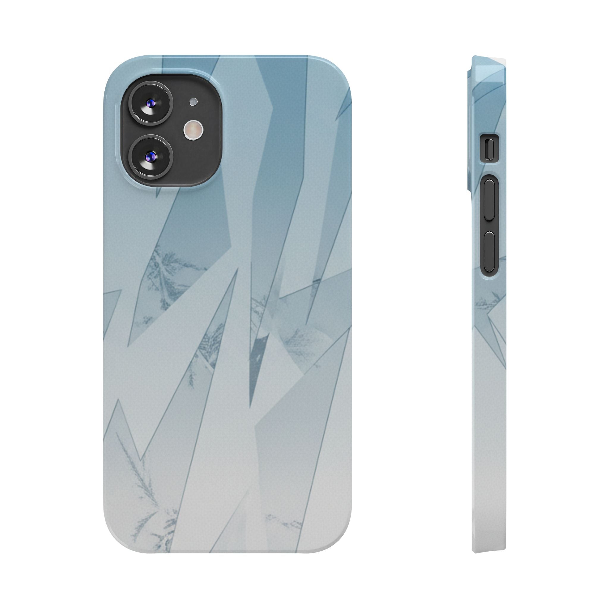 Icy Frost Minimalist Slim Phone Case — Frosted Glass Blue Gradient