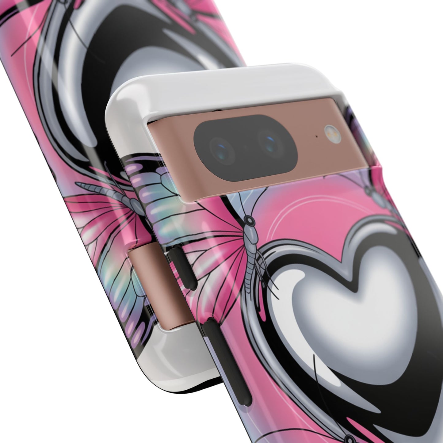 Phone Case - Y2K Aesthetic Chrome Hearts and Butterflies, Cybercore 2000s Vibe