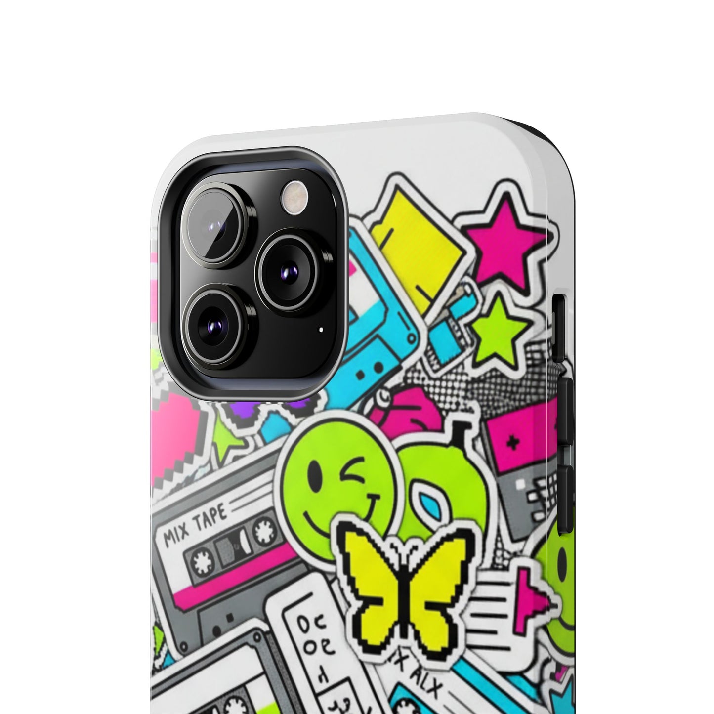 1990s 2000s Sticker Collage Tough Phone Case | Retro Tamagotchi Pixel Art Nostalgia
