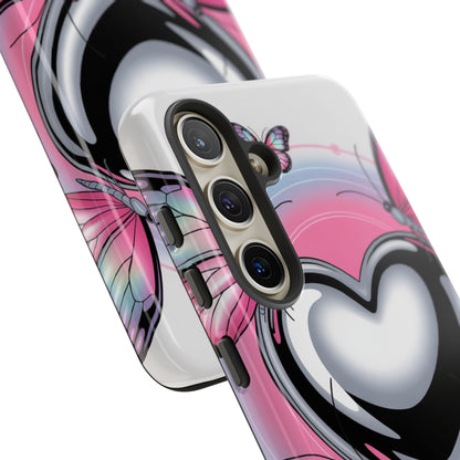 Phone Case - Y2K Aesthetic Chrome Hearts and Butterflies, Cybercore 2000s Vibe