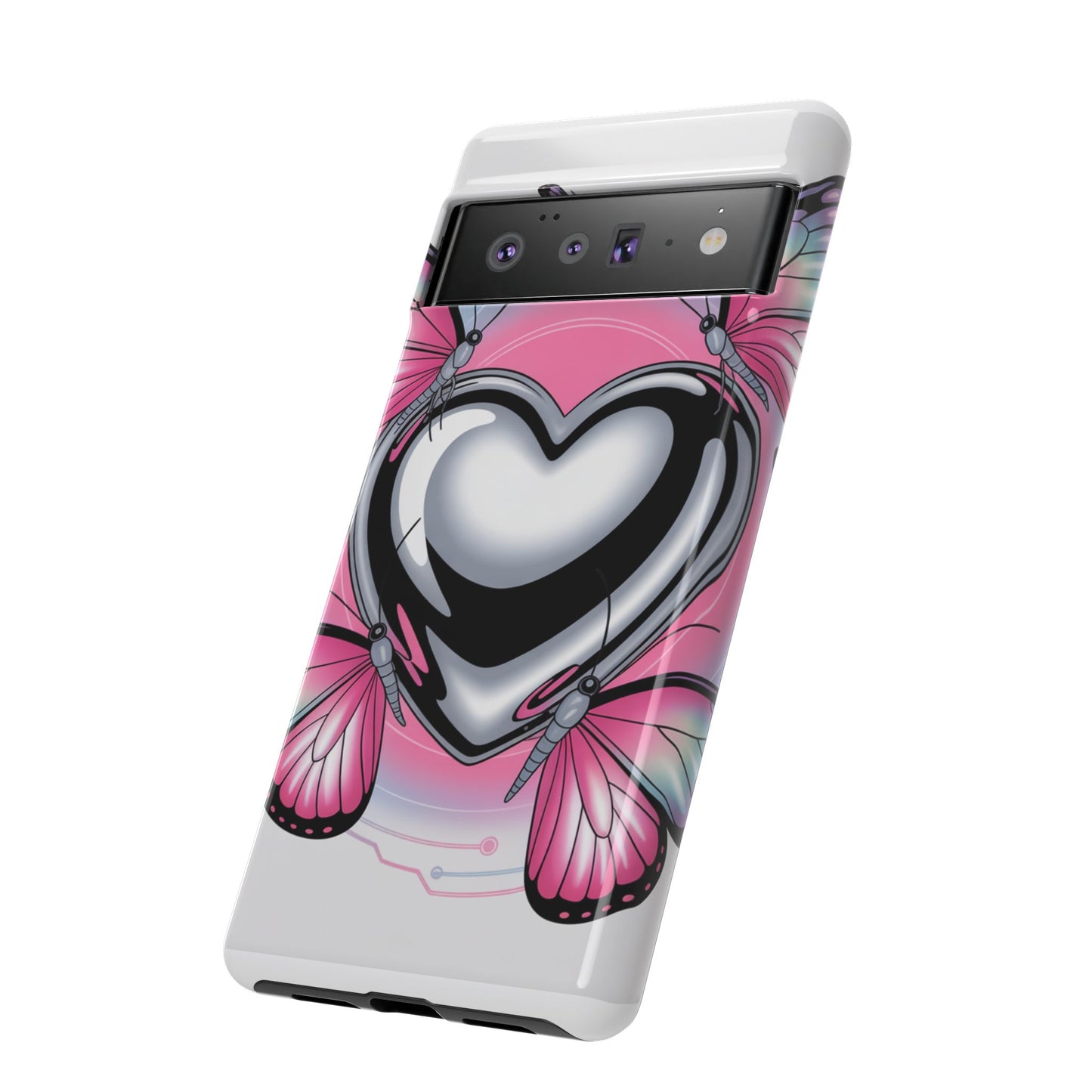 Phone Case - Y2K Aesthetic Chrome Hearts and Butterflies, Cybercore 2000s Vibe
