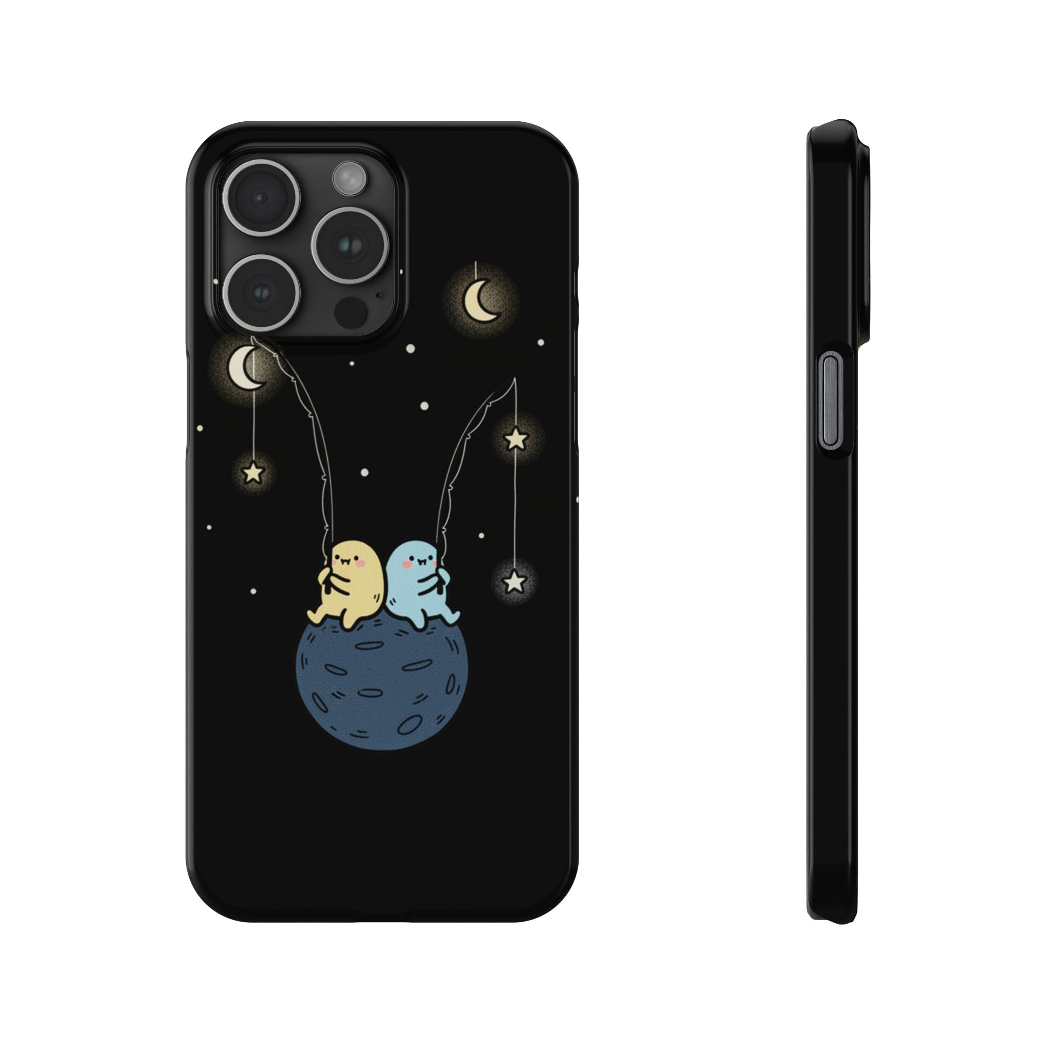 Moonlight Anglers: Whimsical Star Fishing Phone Case | Celestial Doodle Art Aesthetic